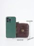 Letter Graphic Small Wallet Snap Button Zipper Vintage