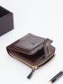 Letter Graphic Small Wallet Snap Button Zipper Vintage