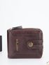 Letter Graphic Small Wallet Snap Button Zipper Vintage