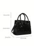 Letter Graphic Square Bag Small Black Double Handle