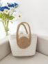 Medium Straw Bag Colorblock Double Handle