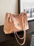 Solid Color Tote Bag Double Handle Twist Lock Minimalist Style