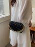 Quilted Square Bag Mini Flap Black