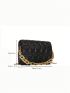 Quilted Square Bag Mini Flap Black