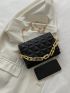 Quilted Square Bag Mini Flap Black