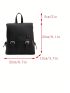 Mini Flap Backpack Solid Color Buckle Decor Letter Embossed Detail