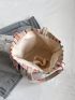 Medium Tote Bag Colorblock Letter Patch Decor Double Handle