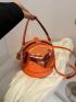 Mini Bucket Bag Crocodile Embossed Top Handle For Daily