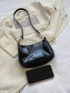Mini Hobo Bag Black Minimalist For Daily, Clear Bag