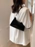 Rhombus Pattern Baguette Bag Black For Daily