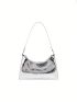 Rhombus Pattern Baguette Bag Silver Funky