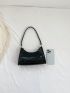 Rhombus Pattern Baguette Bag Black For Daily
