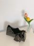 Quilted Baguette Bag Black Chain Strap With Coin Purse