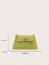 Green Novelty Bag Litchi Embossed Flap For Daily