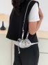 Mini Bucket Bag Crocodile Embossed Silver Funky