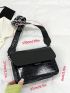 Crocodile Embossed Square Bag Black Flap For Daily
