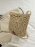 Khaki Straw Bag Hollow Out For Vacation