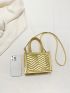 Mini Square Bag Chevron Pattern Double Handle