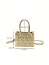 Mini Square Bag Heart Pattern Double Handle