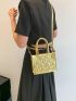 Mini Square Bag Heart Pattern Double Handle