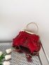 Plaid Pattern Novelty Bag Bow Decor Top Handle