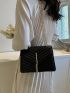 Mini Square Bag Chevron Pattern Tassel Decor Flap