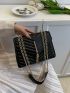 Mini Square Bag Chevron Pattern Tassel Decor Flap