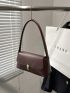 Small Baguette Bag Solid Color Push Lock Flap