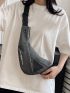 Small Sling Bag Patch Decor Letter Print