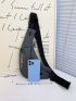 Small Sling Bag Patch Decor Letter Print