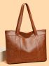 Large Capacity Tote Bag Double Handle Solid Color, Large Capacity Tote Bag For Work And Travel