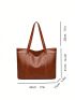 Large Capacity Tote Bag Double Handle Solid Color, Large Capacity Tote Bag For Work And Travel