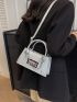 Small Square Bag Double Handle Letter Pattern Chain Decor