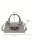 Small Square Bag Double Handle Letter Pattern Chain Decor