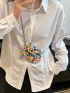 Mini Crossbody Bag Beaded Design Colorblock Chain Strap, Clear Bag