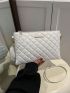 Quilted Square Bag Zipper With Coin Purse White