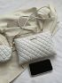 Quilted Square Bag Zipper With Coin Purse White