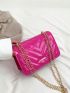 Chevron Square Bag Mini Flap Neon Pink