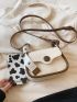 Contrast Binding Saddle Bag Mini Flap Letter Belt Decor