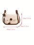 Contrast Binding Saddle Bag Mini Flap Letter Belt Decor