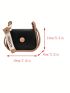 Contrast Binding Saddle Bag Mini Flap Letter Belt Decor