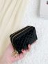 Stitch Detail Card Holder Zipper Black