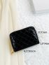 Stitch Detail Card Holder Zipper Black