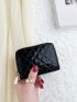 Stitch Detail Card Holder Zipper Black