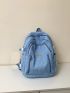 Letter Patch Decor Laptop Backpack Medium Zipper