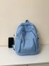 Letter Patch Decor Laptop Backpack Medium Zipper