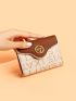 Letter Pattern Small Wallet Metal Decor Credit Card Holder For Daily