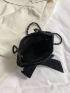 Medium Straw Bag Bow Decor Black