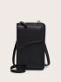 Black Phone Wallet Adjustable Strap With Zipper For Daily