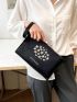Medium Square Bag Flower Pattern Wristlet Bag For Daily